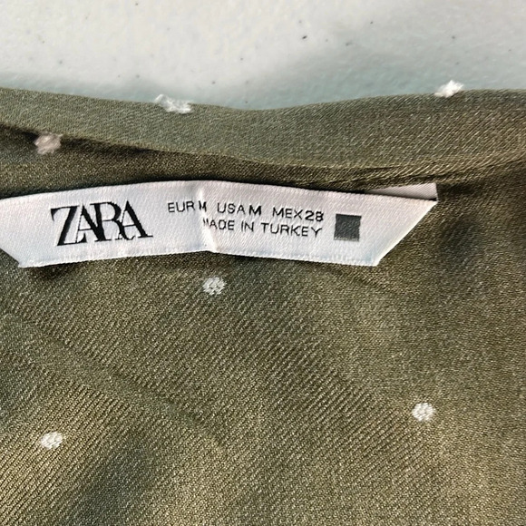 Zara Tunic Green V-Neck Tie Long Sleeve Women's Dress Size Medium - Picture 9 of 11